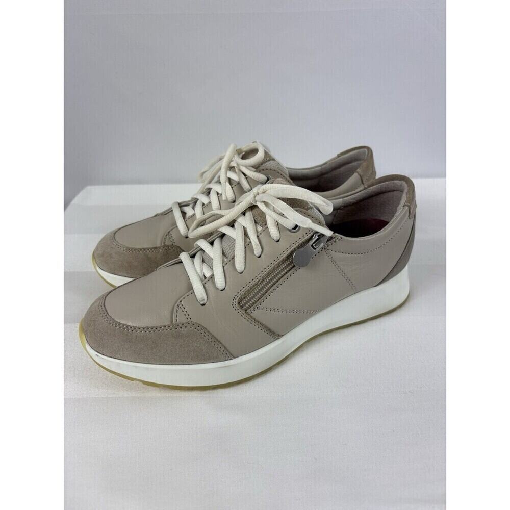 Munro Sutton Side Zip Sneakers Cream Tan 9 Arch Support
